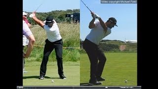 Jon Rahm golf swing  Long Iron faceon amp downtheline July 2017 [upl. by Herriott]