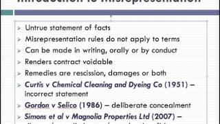 Misrepresentation Lecture 1 of 4 [upl. by Ydnyl]